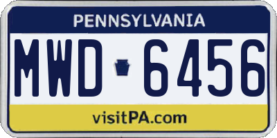 PA license plate MWD6456