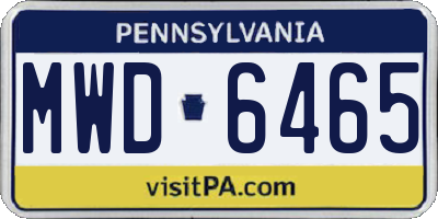 PA license plate MWD6465