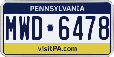 PA license plate MWD6478