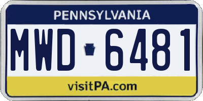 PA license plate MWD6481