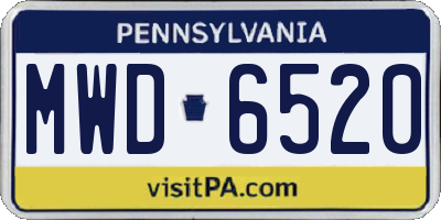 PA license plate MWD6520