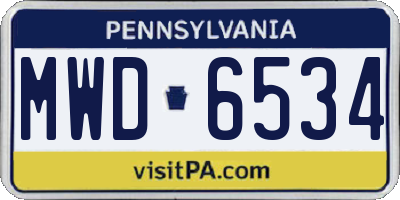 PA license plate MWD6534
