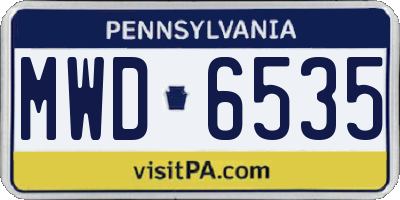 PA license plate MWD6535