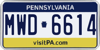 PA license plate MWD6614