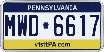 PA license plate MWD6617