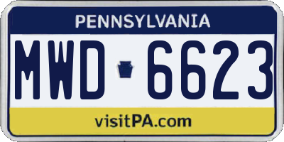 PA license plate MWD6623