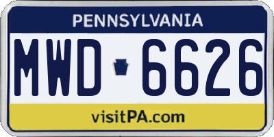 PA license plate MWD6626