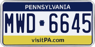 PA license plate MWD6645