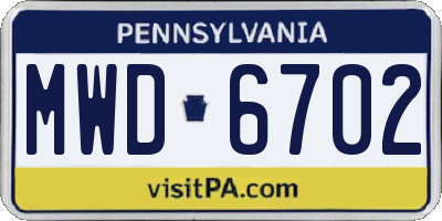 PA license plate MWD6702