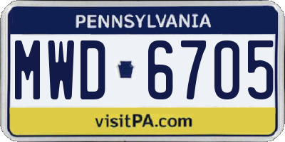 PA license plate MWD6705