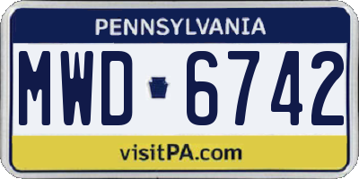 PA license plate MWD6742