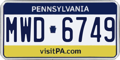 PA license plate MWD6749