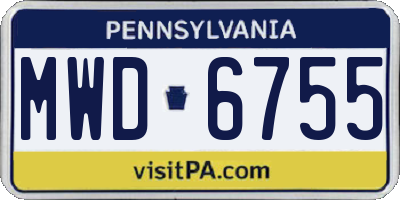 PA license plate MWD6755