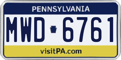PA license plate MWD6761
