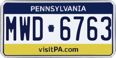 PA license plate MWD6763