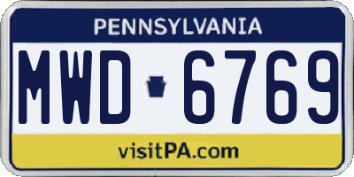 PA license plate MWD6769