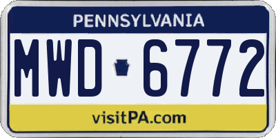 PA license plate MWD6772