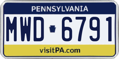 PA license plate MWD6791