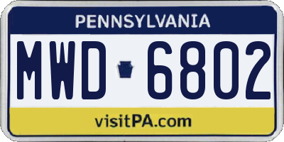 PA license plate MWD6802