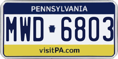 PA license plate MWD6803