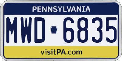 PA license plate MWD6835
