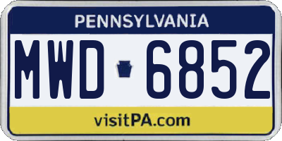 PA license plate MWD6852