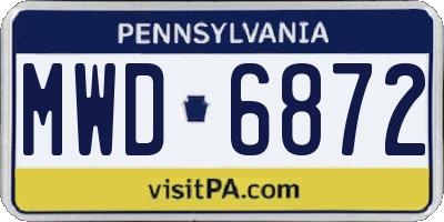 PA license plate MWD6872