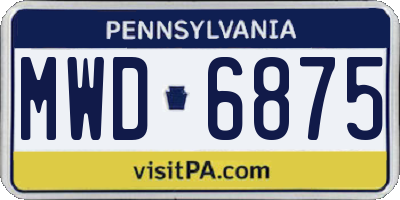 PA license plate MWD6875