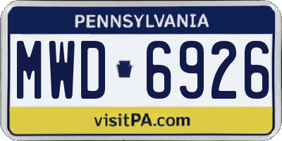 PA license plate MWD6926