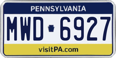 PA license plate MWD6927