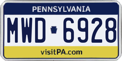PA license plate MWD6928