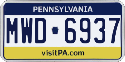 PA license plate MWD6937