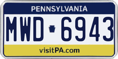PA license plate MWD6943