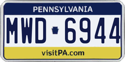 PA license plate MWD6944