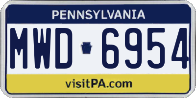 PA license plate MWD6954