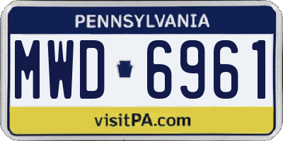 PA license plate MWD6961