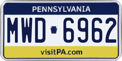 PA license plate MWD6962