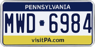 PA license plate MWD6984