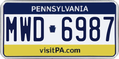 PA license plate MWD6987