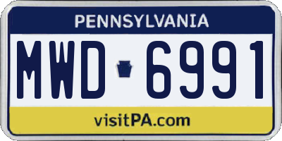 PA license plate MWD6991