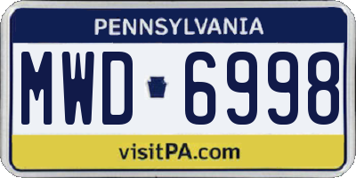 PA license plate MWD6998