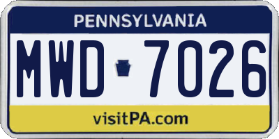 PA license plate MWD7026