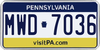 PA license plate MWD7036