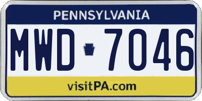 PA license plate MWD7046
