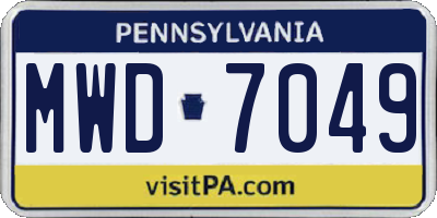 PA license plate MWD7049