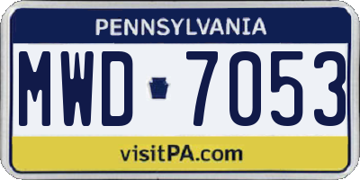 PA license plate MWD7053