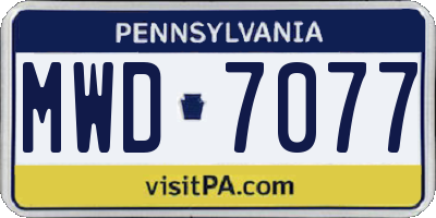 PA license plate MWD7077