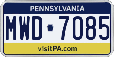 PA license plate MWD7085