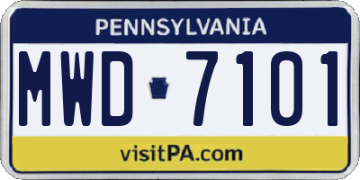 PA license plate MWD7101