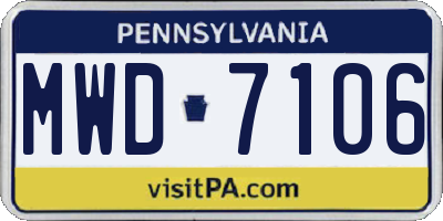 PA license plate MWD7106